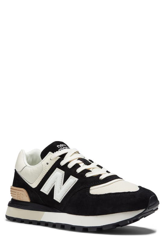 New Balance 574 Rugged Sneaker In Black/ Angora