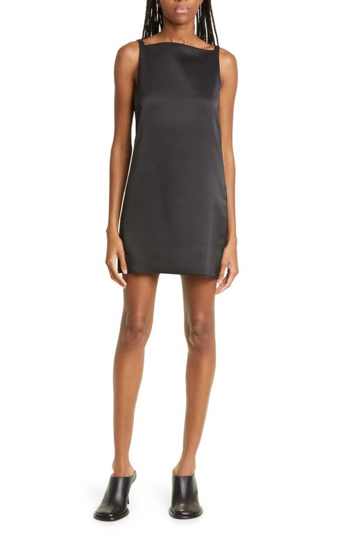 Proenza Schouler White Label Sleeveless Square Neck Satin Minidress in Black