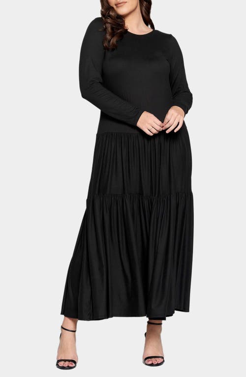 Shop L I V D Long Sleeve Maxi Dress In Black