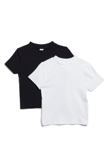 Shop Yogalicious Airlite 2-pack Cotton Blend Crewneck T-shirts In White/black