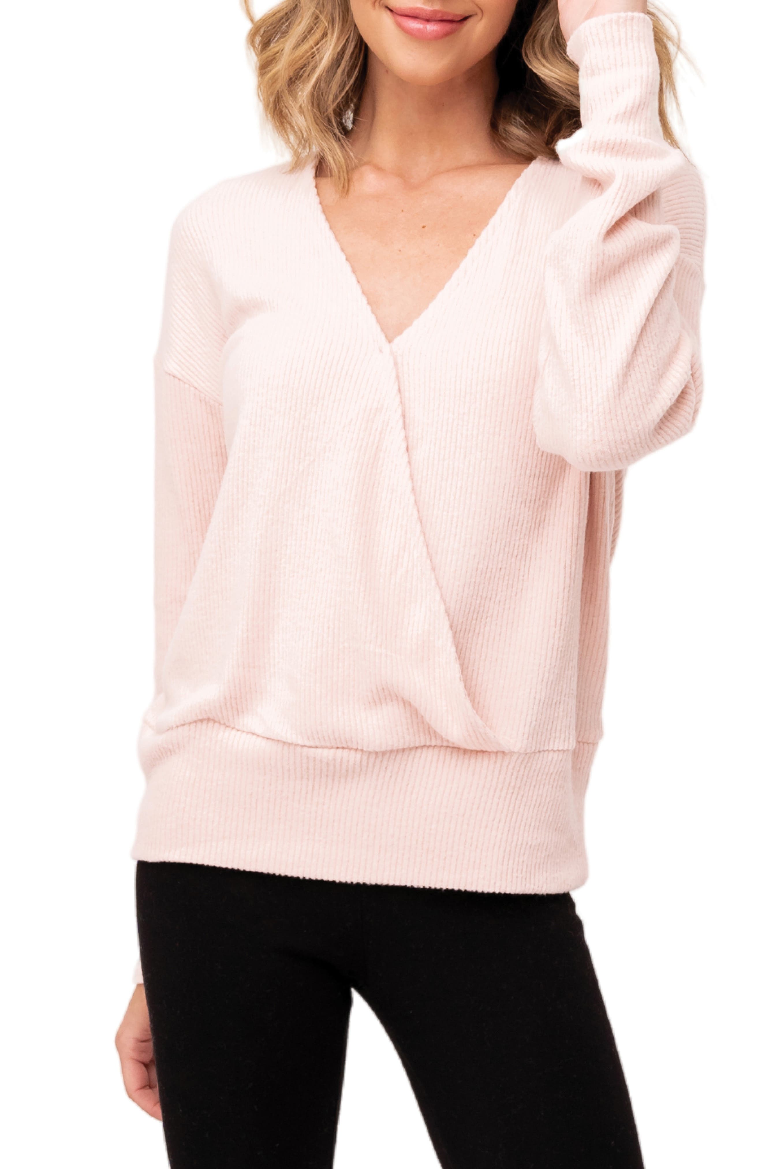ribbed surplice sweater