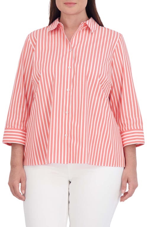 Foxcroft Sandra Stripe Cotton Blend Button-Up Shirt at Nordstrom