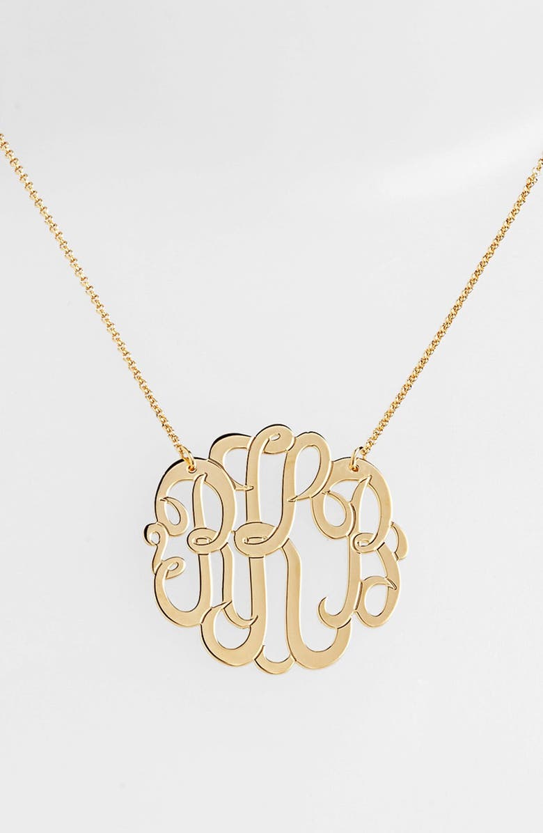 Argento Vivo Personalized Large 3 Initial Letter Monogram Necklace Initial Letter Monogram Necklace
