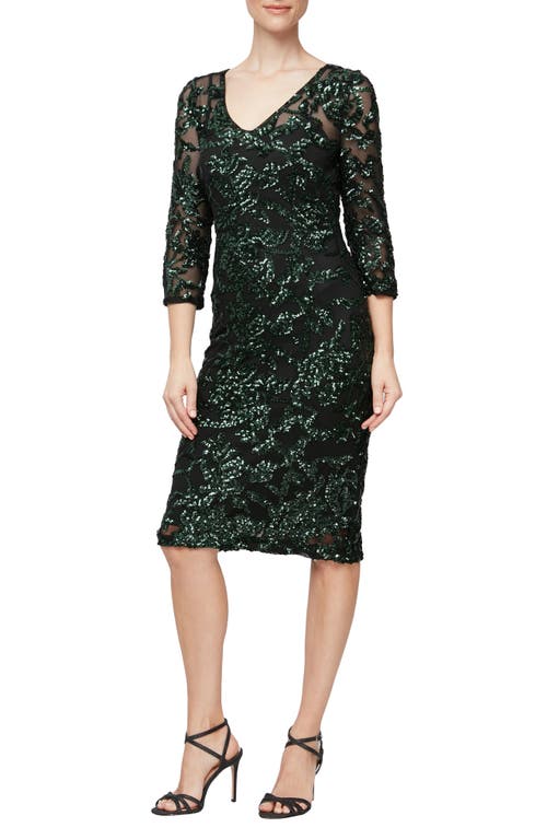 Shop Alex Evenings Sequin Sheath Cocktail Dress In Black/green