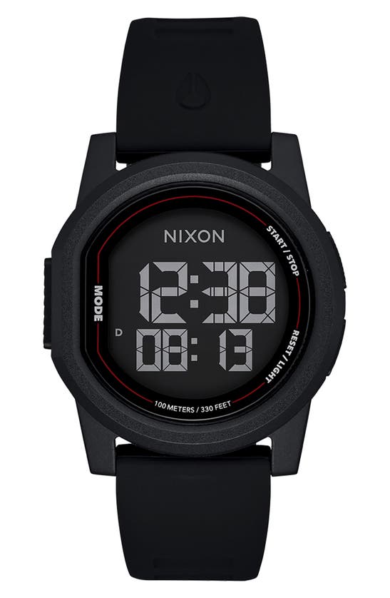 Nixon Disk Digital Silicone Strap Watch, 39mm In Black