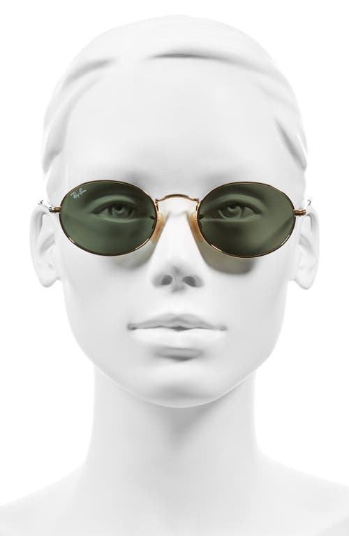 Shop Ray Ban Ray-ban Oval 51mm Sunglasses In Gold/green