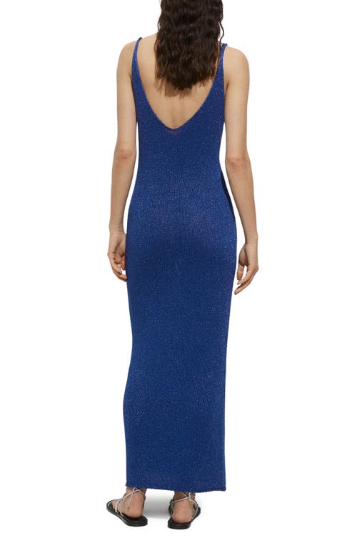 Mango Robe Maille Lurex In Vibrant Blue
