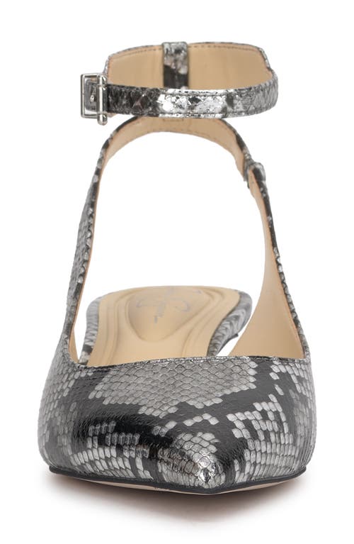 Jessica Simpson Vellana Ankle Strap Pointed Toe Kitten Heel Pump In Chrome