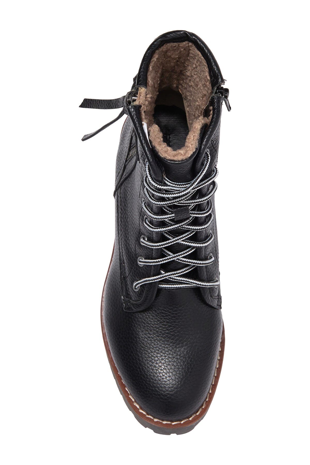 black lace up fur boots