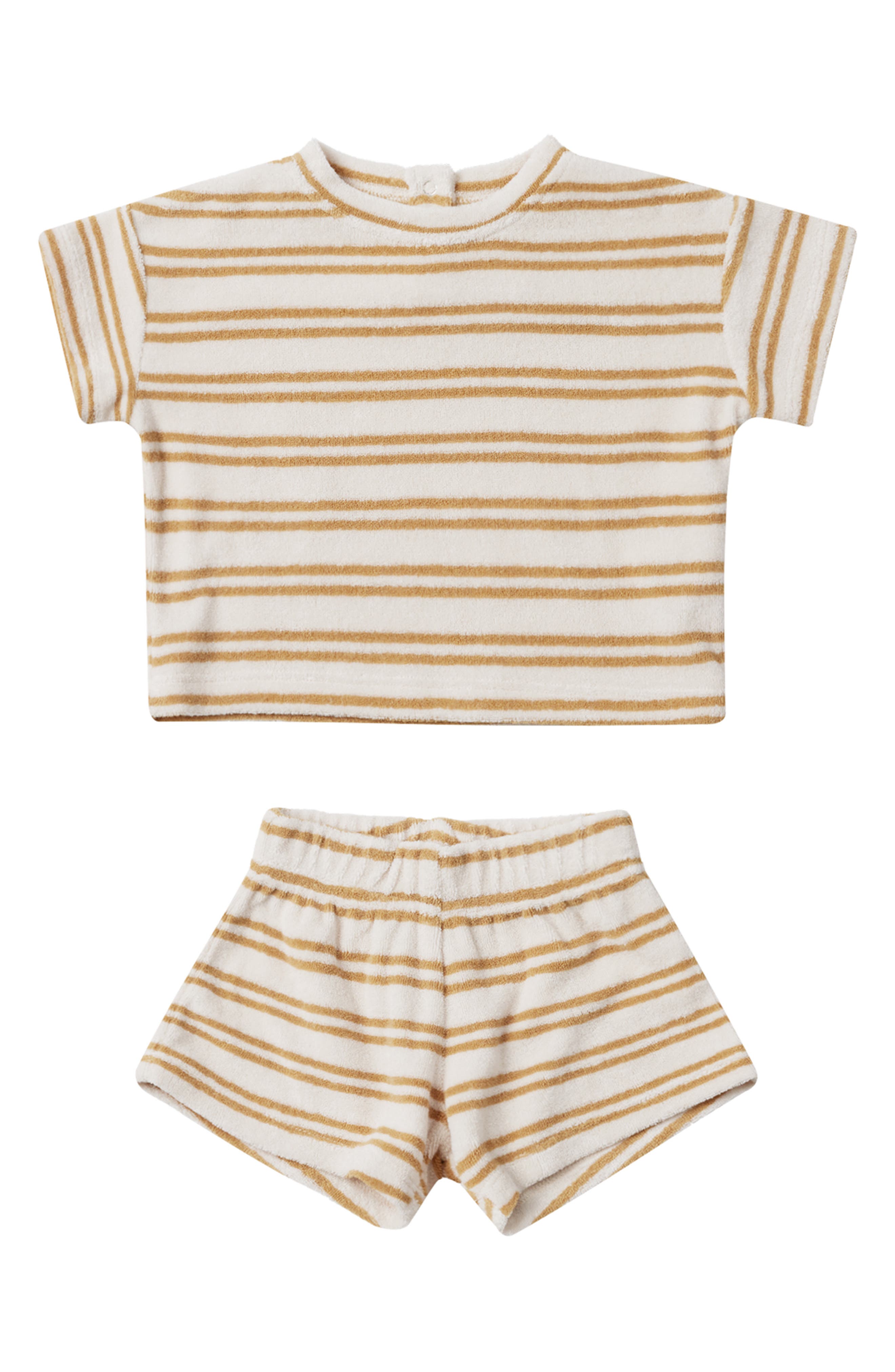 Terry striped cotton blend shorts