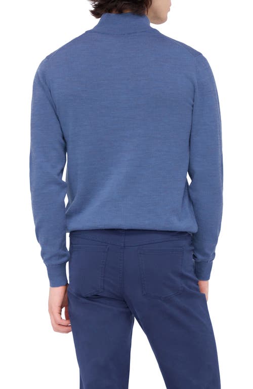 Bugatchi Merino Wool Quarter Zip Pullover In Denim