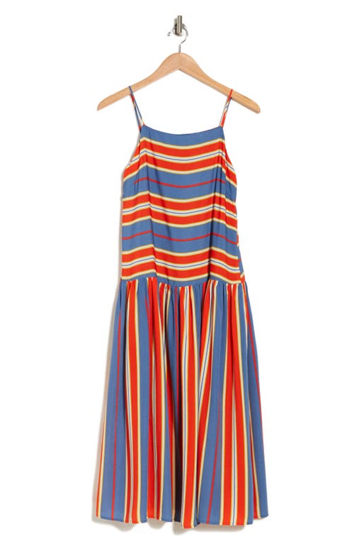 Shop Lumiere Drop Waist Cami Dress In Blue/red