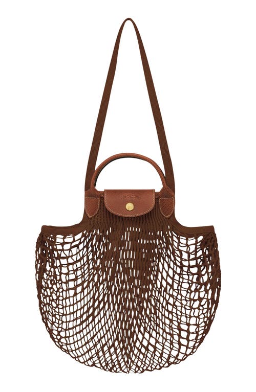 Longchamp Le Pliage Filet Knit Shoulder Bag in Tobacco at Nordstrom