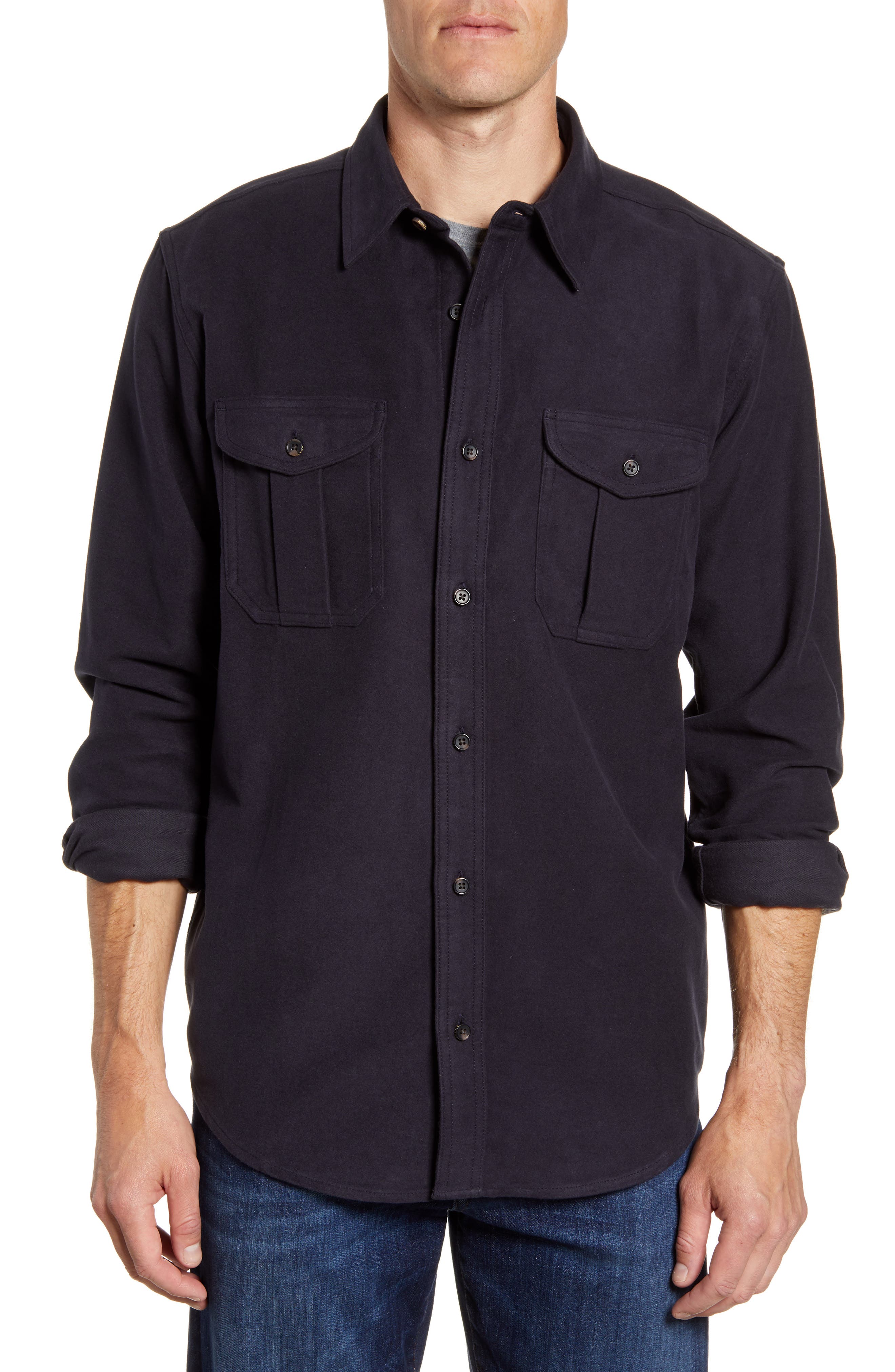 UPC 703060284457 product image for Men's Filson Seattle Regular Fit Button-Up Moleskin Shirt, Size X-Large - Blue | upcitemdb.com