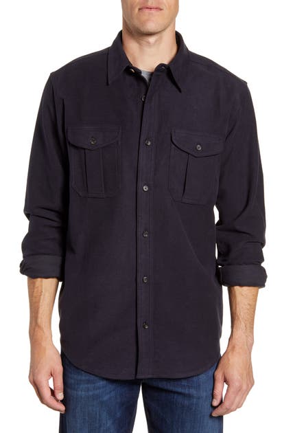 Filson Seattle Regular Fit Button-up Moleskin Shirt In Navy