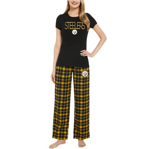 Women's Concepts Sport Black/Gold Pittsburgh Steelers Arctic T-Shirt & Flannel Pants Sleep Set