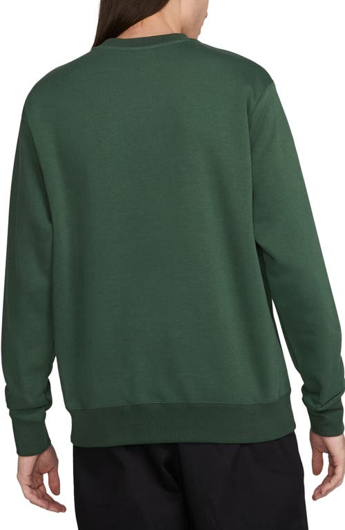 Shop Nike Fleece Graphic Pullover Sweatshirt In Fir/white