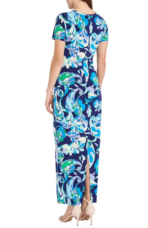 Donna Morgan For Maggy Waist Twist Maxi Dress In Navy/light Lilac