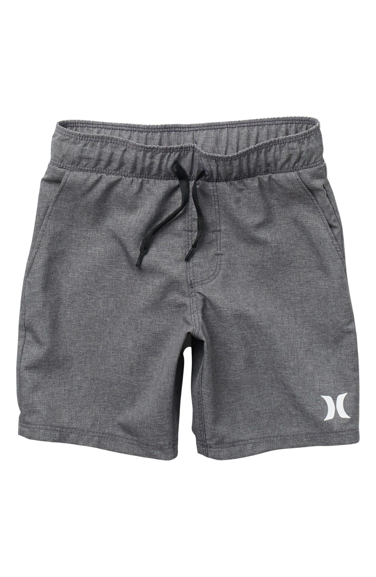 Hurley Kids' Heathered Hybrid Pull-on Shorts In 023black