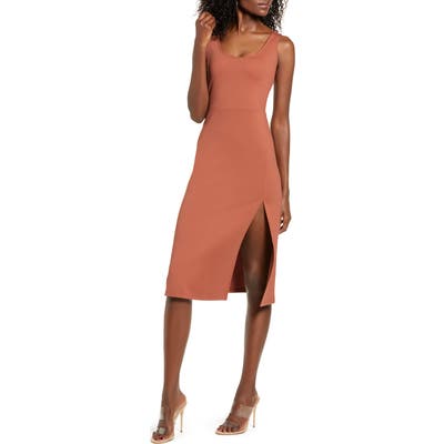 Leith Scoop Neck Midi Dress, Coral