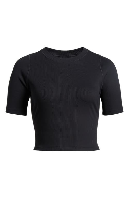 Shop Nike Essential Rib Crop T-shirt In Black/pcg6c