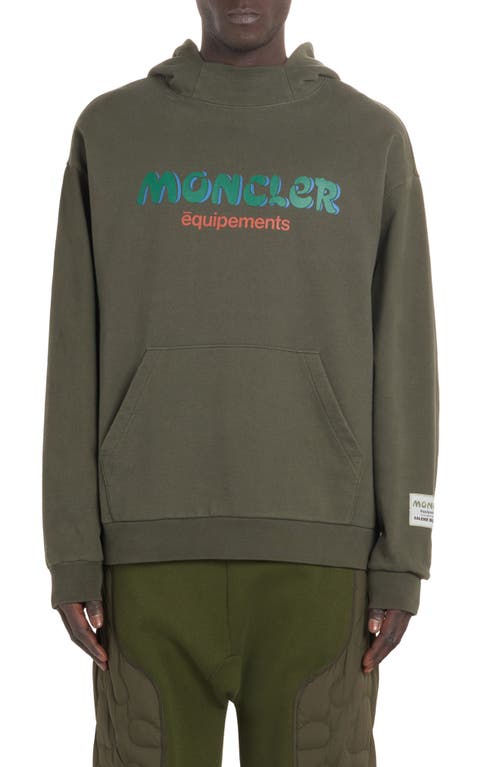 Logo Cotton Hoodie in Green