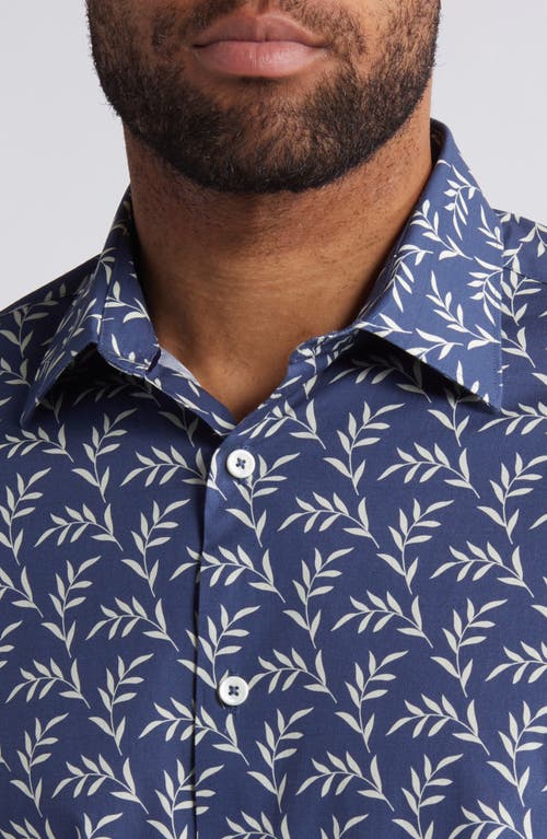 Shop Bugatchi Julian Print Stretch Cotton Button-up Shirt In Navy