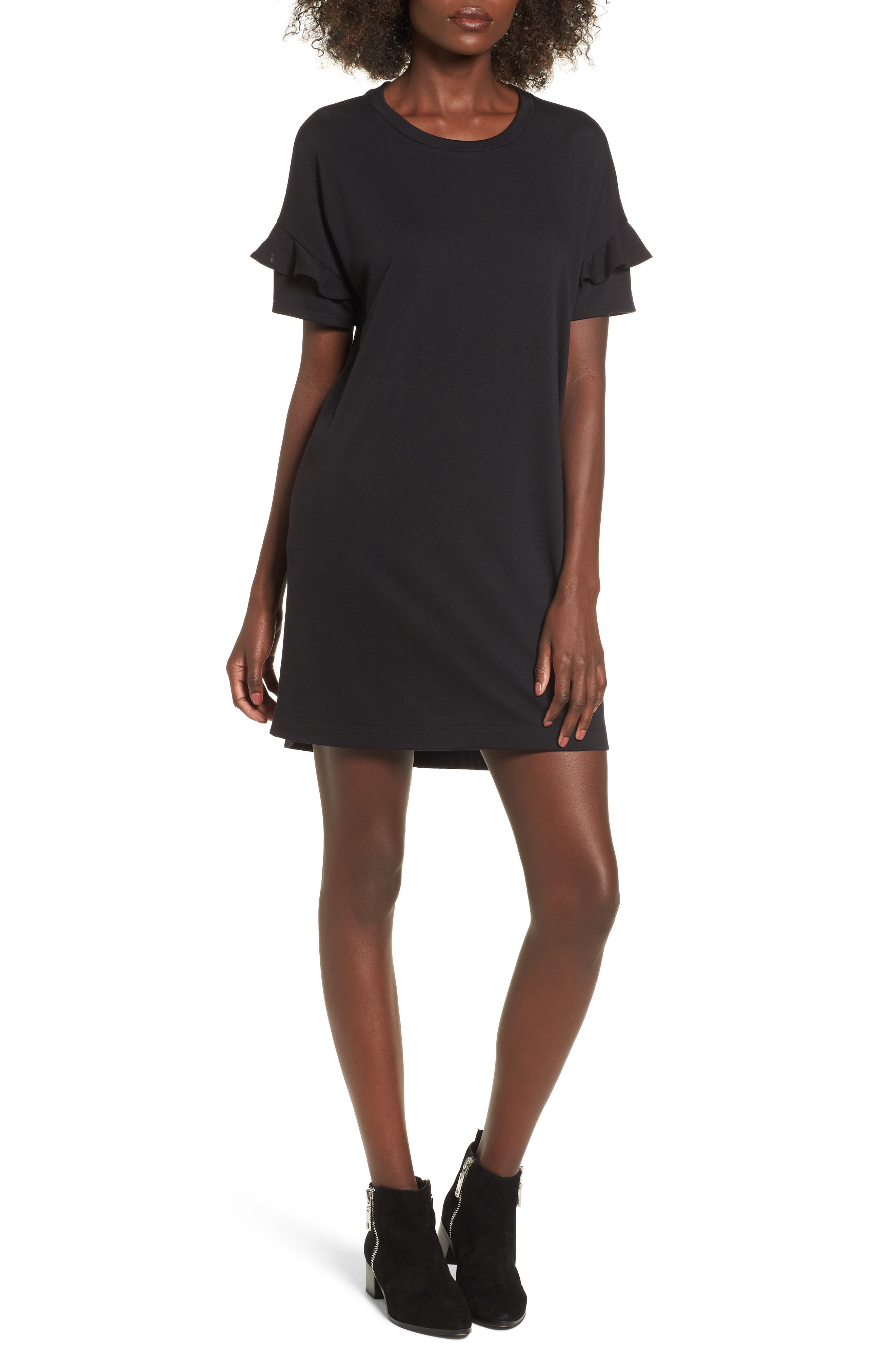 t shirt dress with frill sleeves