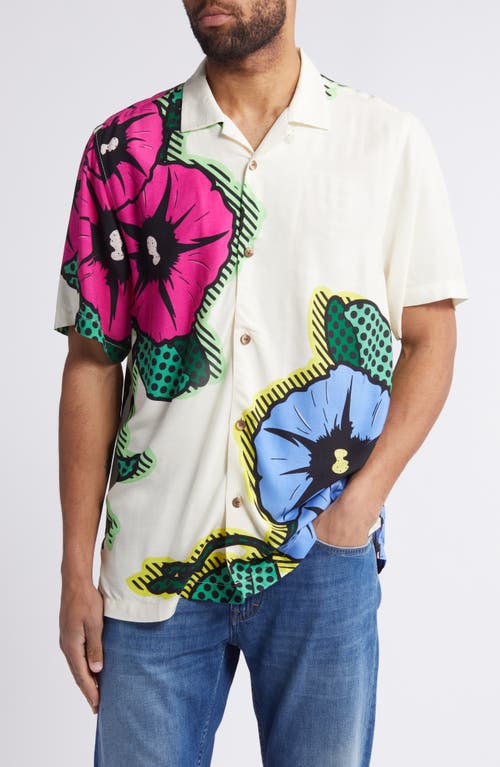 Tommy Bahama Veracruz Cay Cyber Blossom Floral Camp Shirt Marble Cream at Nordstrom,