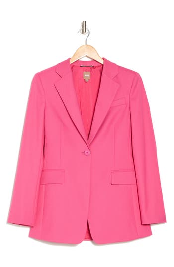 Hugo Boss Boss Janerana Wool Blend Blazer In Medium Pink