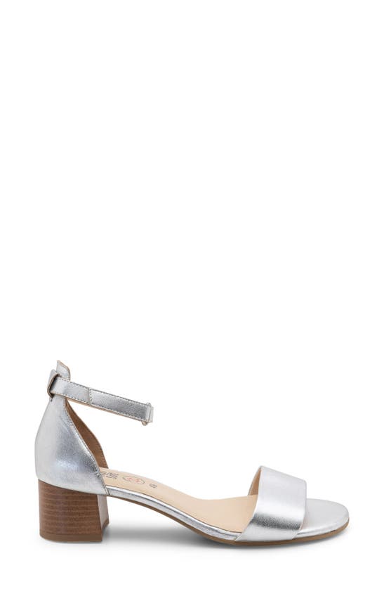 Ara Pauline Block Heel Sandal In Silver Metallic Calf