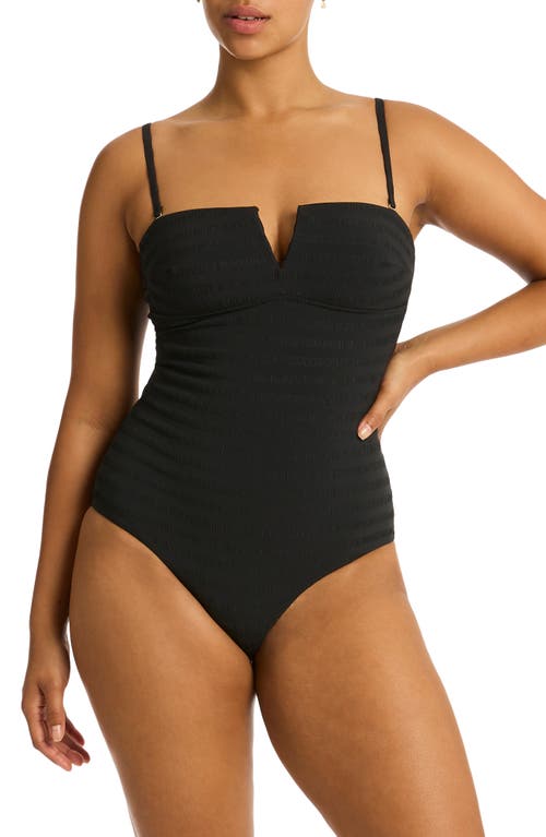 Shop Sea Level Palisades V-wire One-piece Swimsuit In Black