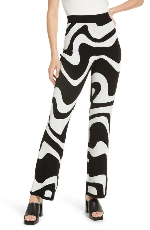 & Other Stories Abstract Jacquard Knit Pull-On Pants in Black/White Abstract
