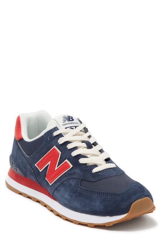 New Balance 574 Sneaker In Navy/ Red