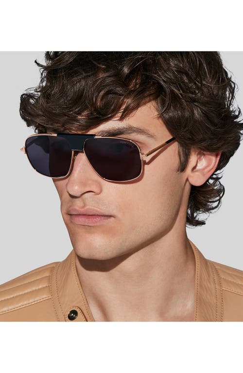 Shop Tom Ford <br />tex 62mm Navigator Sunglasses In Shiny Rose Gold Black/smoke