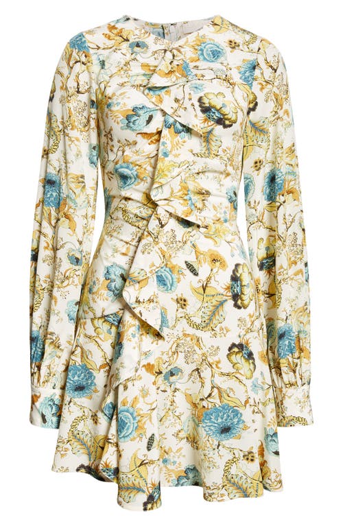 Shop Ulla Johnson Salima Ruffle Long Sleeve Silk Minidress In Floral