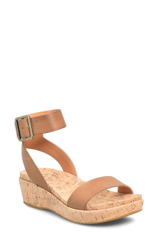 Shop Kork-ease Mullica Ankle Strap Platform Wedge Sandal In Brown Leather
