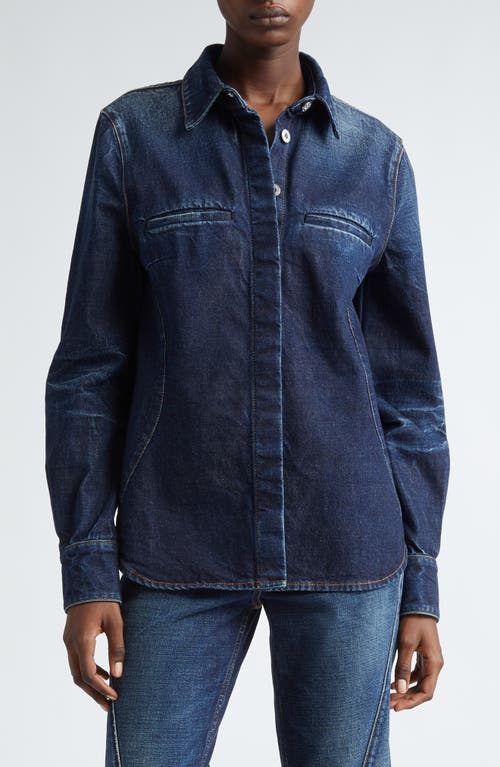 FERRAGAMO Faded Long Sleeve Denim Shirt Jacket Distressed at Nordstrom, Us