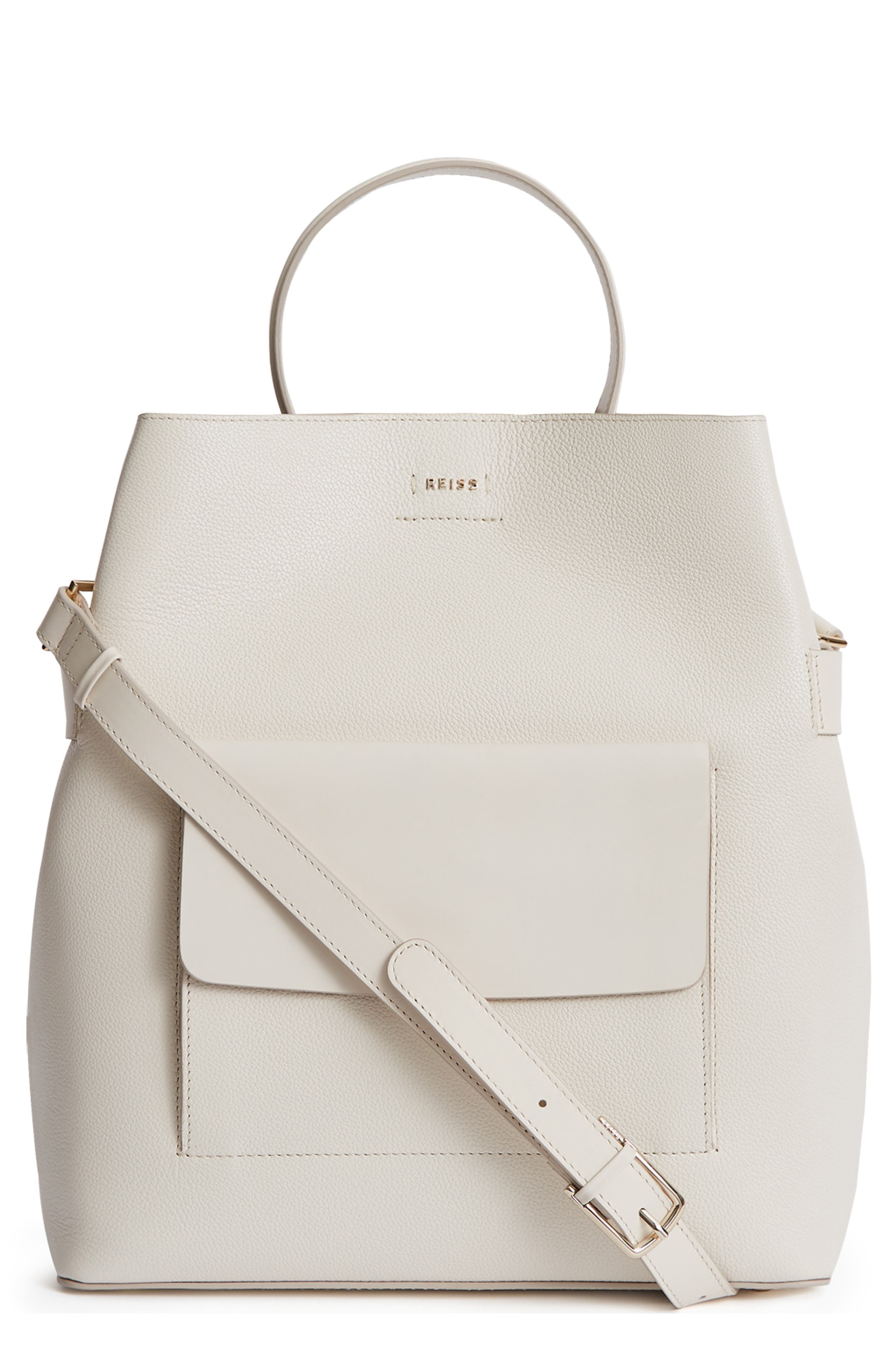 reiss freya leather bucket bag