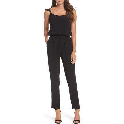 Fraiche By J Flutter Sleeve Jumpsuit, Black