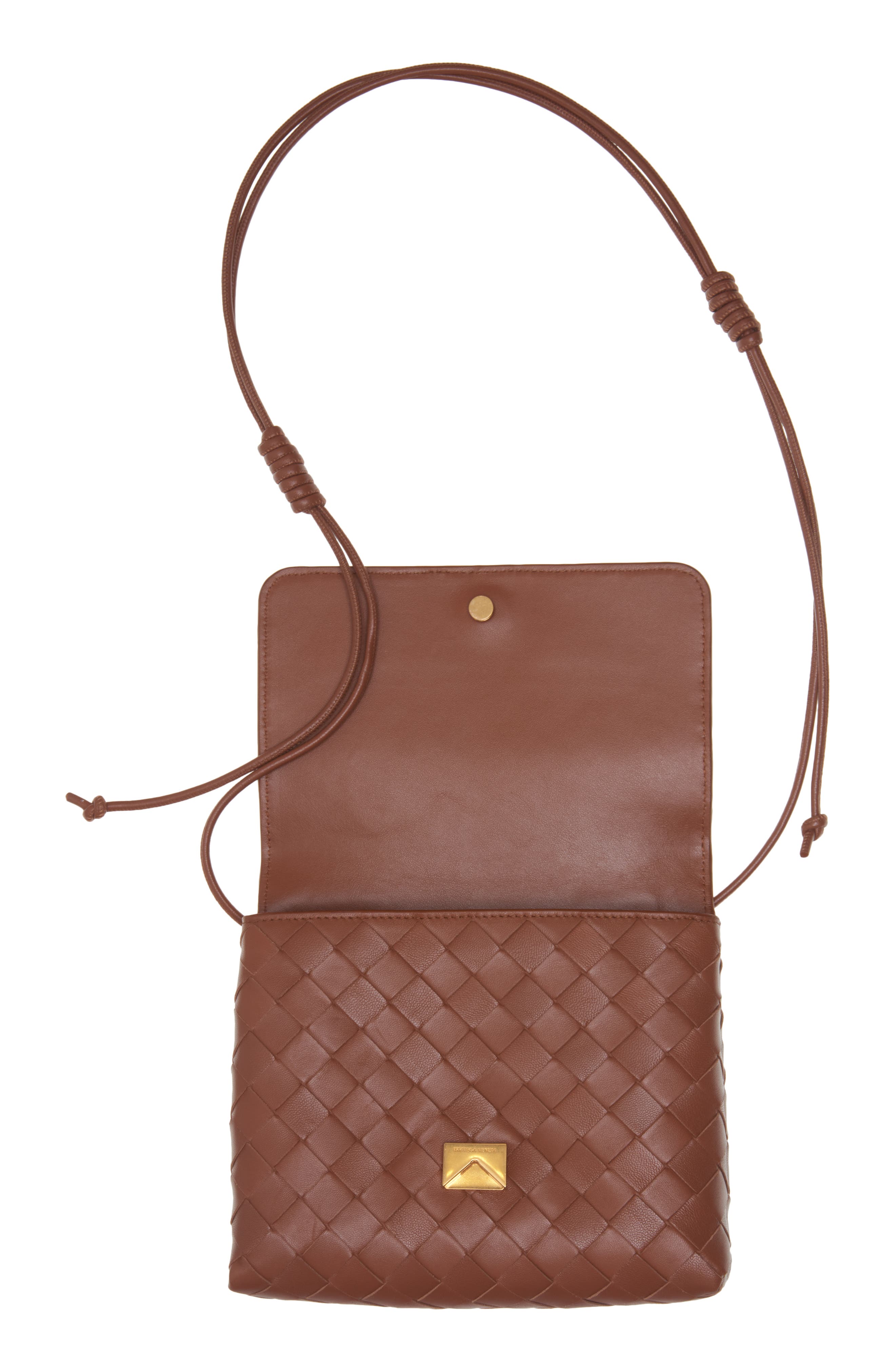 Bottega Veneta Mini Intrecciato Leather Crossbody Bag in 1807 Glacier-Gold