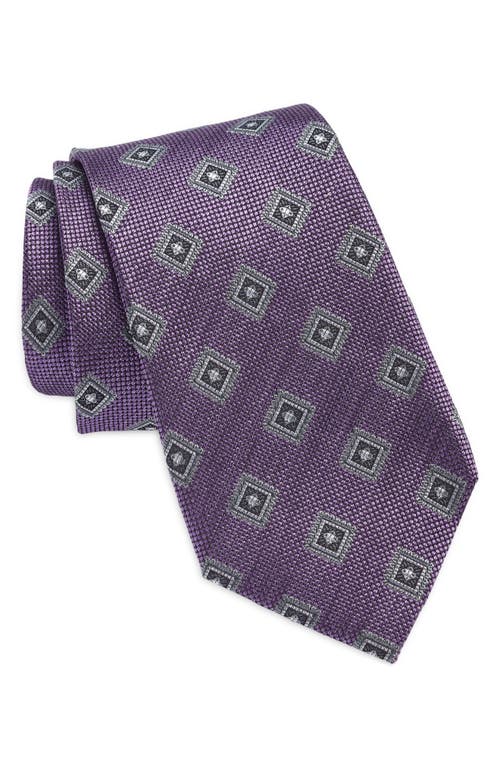 Geometric Silk Tie in Purple