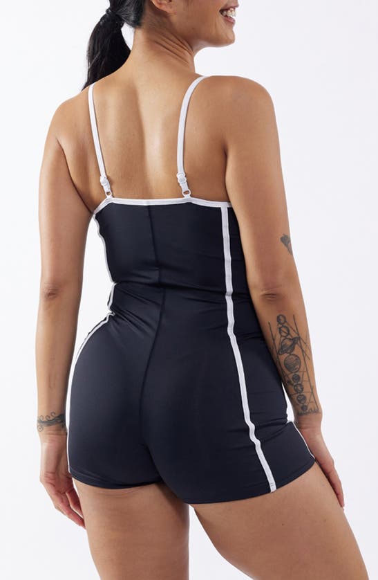 Shop Tomboyx 3.5-inch One-piece Rashguard Swimsuit In Black Novelty