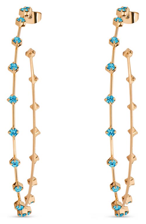 Shop Ettika Simple Spark Crystal Station Hoop Earrings In Aqua