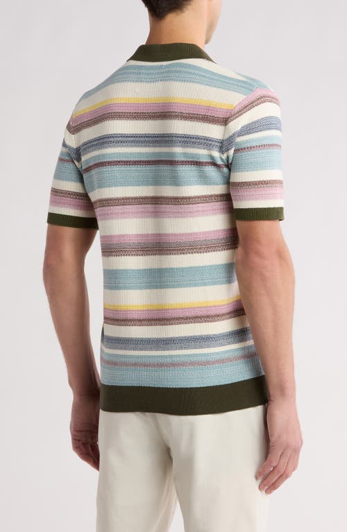 Shop Scotch & Soda Structured Knit Polo In Medium Beige Stripe