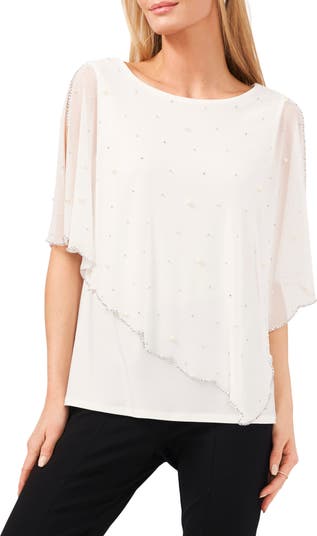 Chaus Beaded Overlay Jersey Top | Nordstrom