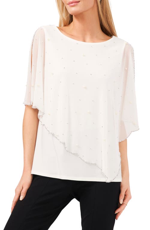 Chaus Embellished Asymmetric Overlay Top Lily Ivory 159 at Nordstrom,