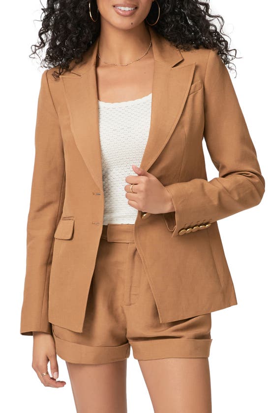 Shop Paige Charli Linen Blend Blazer In Teak