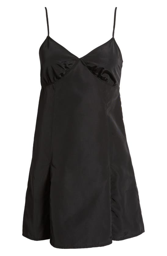 Shop Open Edit Taffeta Pleated Sleeveless Minidress In Black