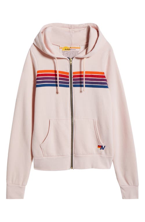 Shop Aviator Nation 5-stripe Zip Hoodie In Light Pink/purple Orange